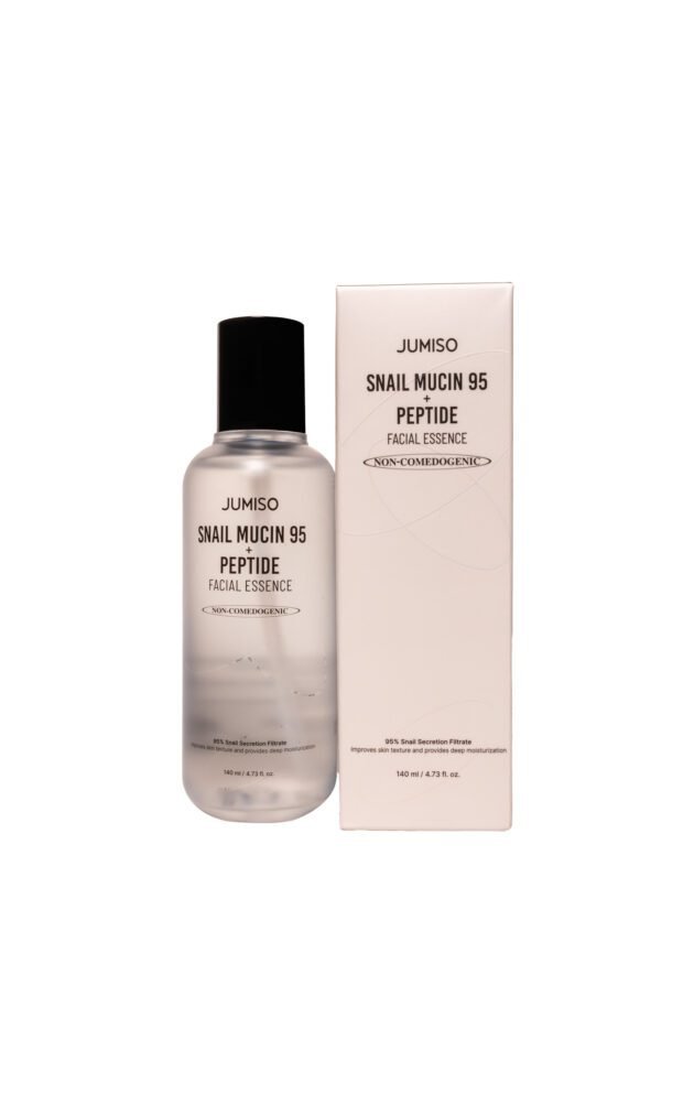Jumiso Snail Mucin 95 + Peptide Facial Essence bottle, designed to hydrate and repair skin.