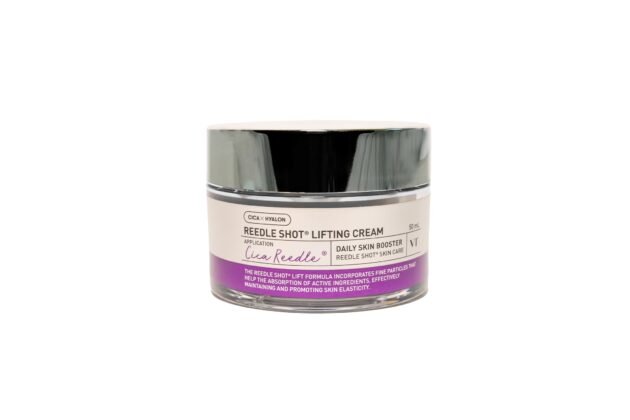 VT Reedle Shot Lifting Cream jar with sleek packaging, designed for firming and lifting skin.