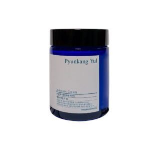 Jar of Pyunkang Yul Moisture Cream with minimalist blue and white packaging, offering deep hydration.