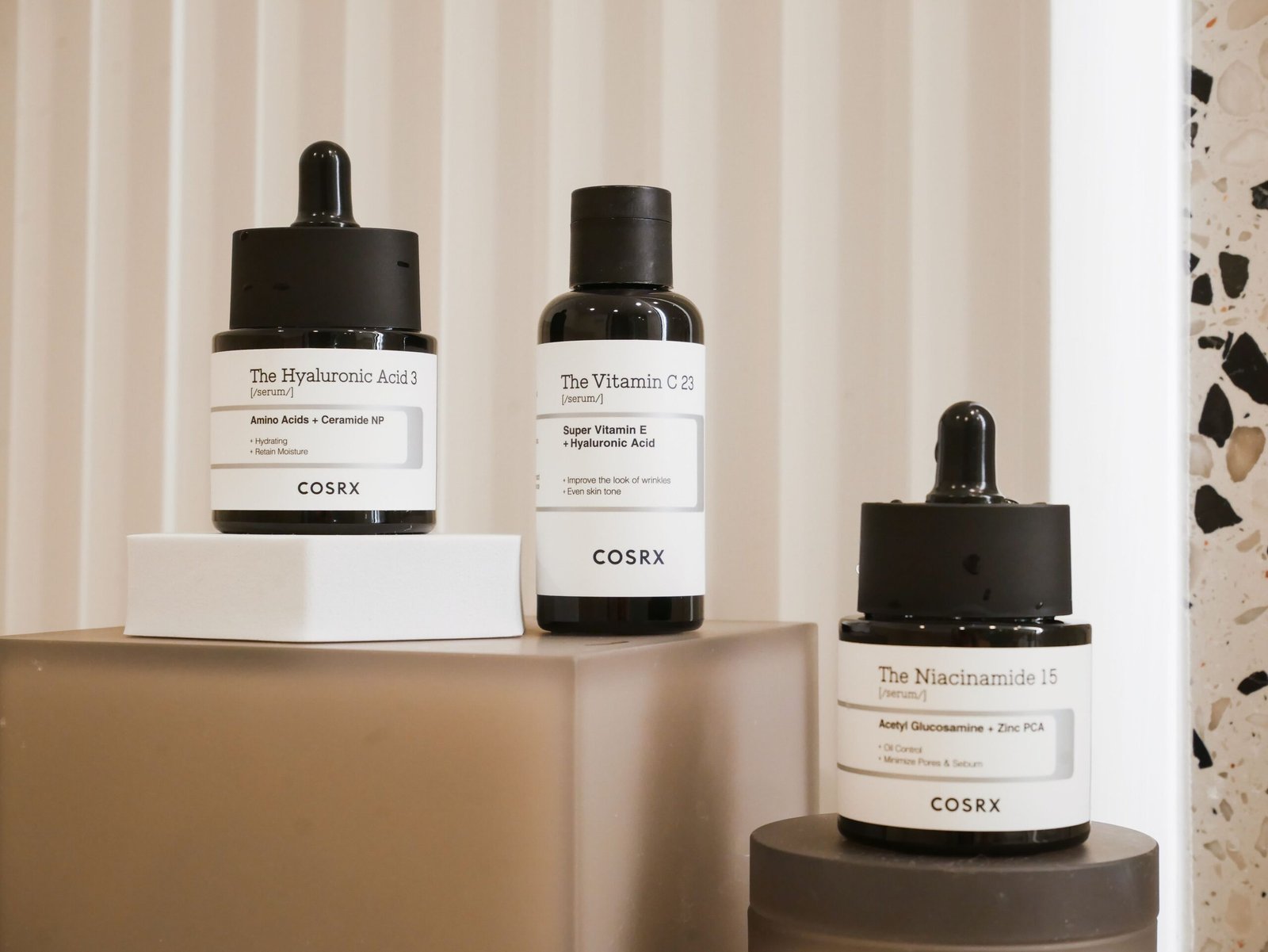 Collection of COSRX skincare products